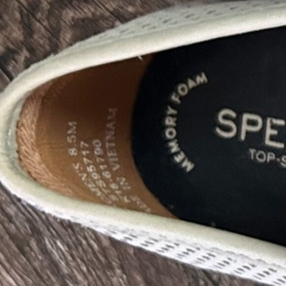 Sperry Seaside Perforated Leather Grey Slide On Shoes - Picture 7 of 7